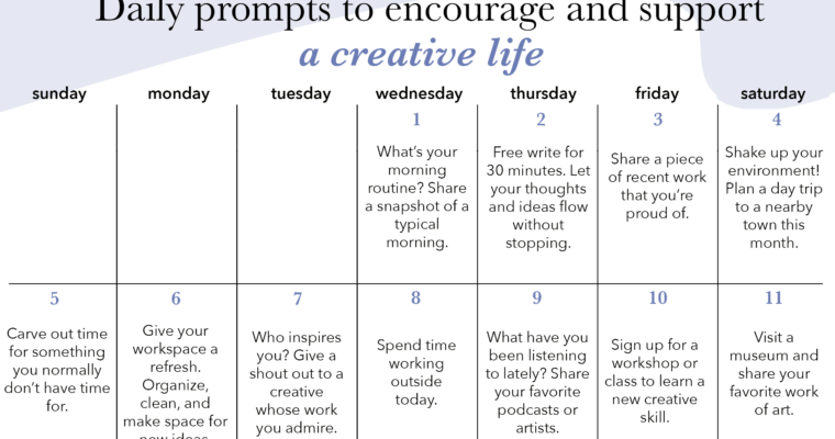 Creative Resource: Daily Creative Prompts for May